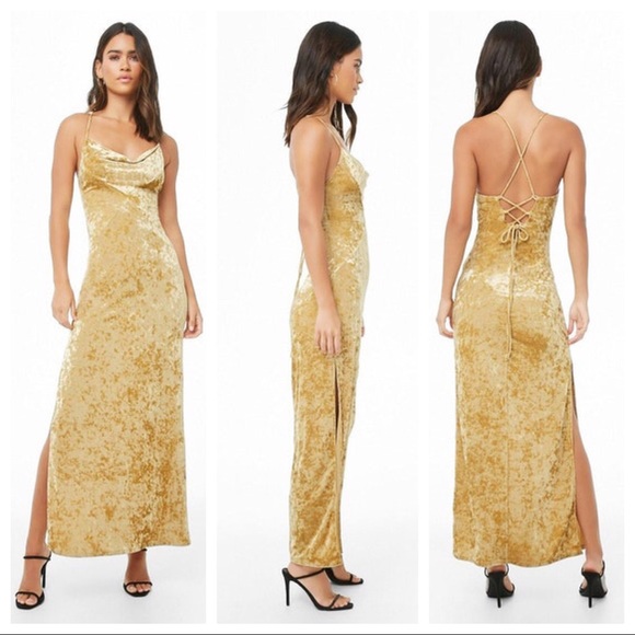 forever 21 gold velvet dress